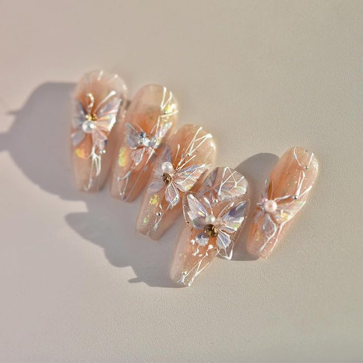 Glänzend Aurora Shell Schmetterling Nagelsticker Selbstklebend,Erleichterung Schmetterlinge Nail Sticker Rosa Laser Schmetterling Nagelaufkleber Für Frauen Nageldesign Zubehör Nagel Zubehör Nail Art