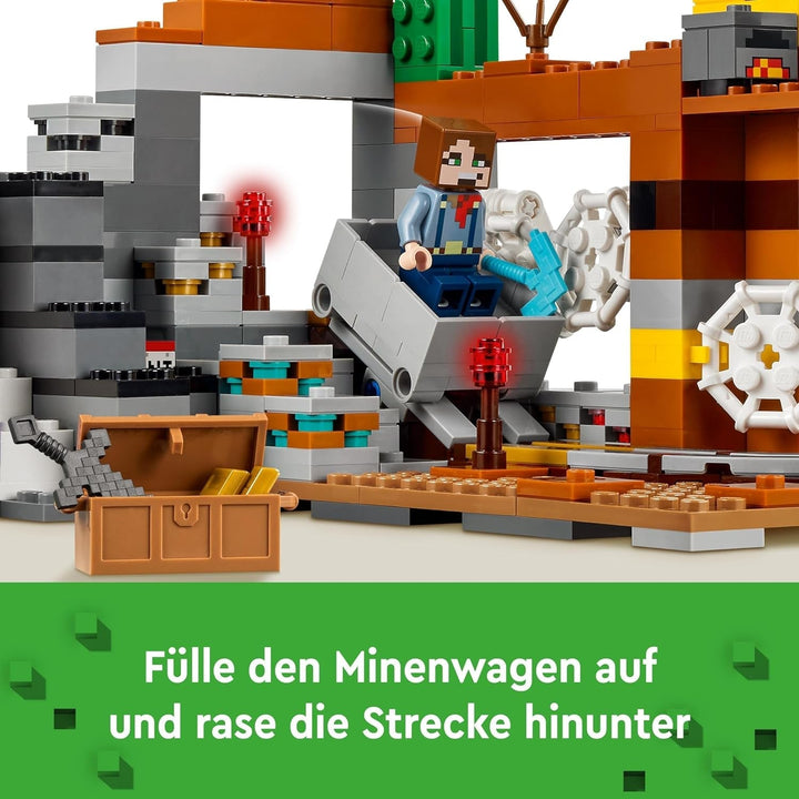 LEGO Minecraft Mina din Badlands, jucărie minieră pentru joc video, set pentru băieți și fete cu vârsta de peste 8 ani, cărămizi distractive de construcție, set de aventură, cadou de ziua de naștere 21263