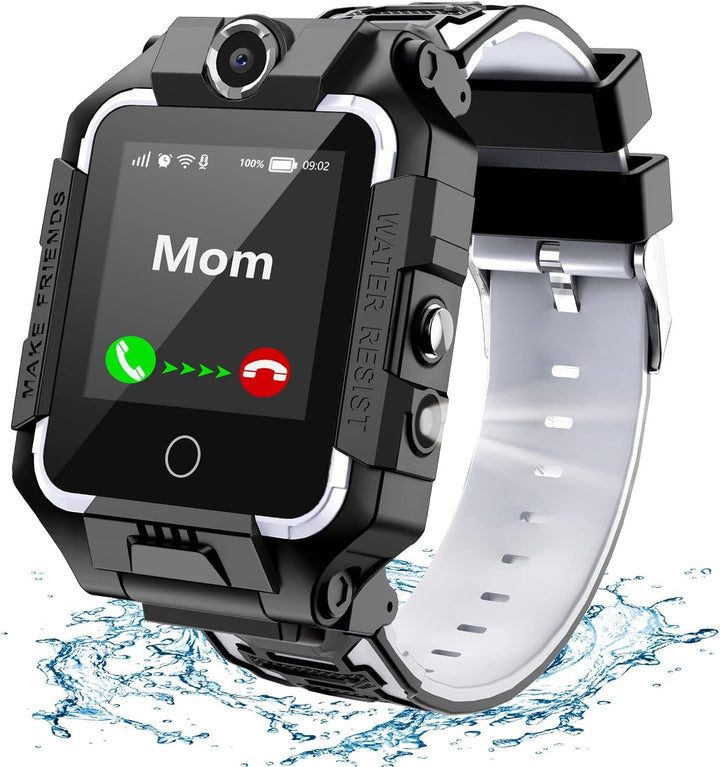 LiveGo Kids Smartwatch 4G, rezistent la apă și sigur Smartwatch Phone cu 360° Rotatable, GPS Tracker, Apel SOS Camera WiFi, 3-12 ani Elevii cadou de ziua de naștere (T10 Cyan01)