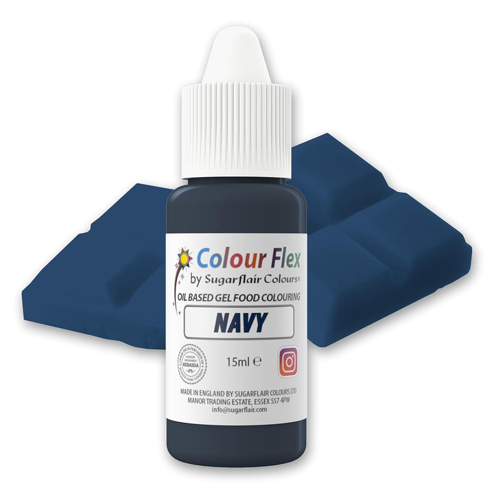 Sugarflair Colourflex Lebensmittelfarbe Auf Ölbasis Navy Blue, Flüssige Lebensmittel Farbe Hochkonzentriert, Food Coloring Für Buttercreme, Schokolade, Teige, Fondant, Zuckerguss Und Mehr - 15 Ml