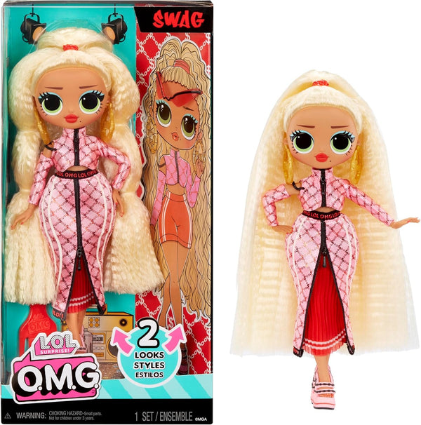 L.O.L. Surpriză! Păpușă de modă OMG - Swag - cu numeroase surprize, inclusiv modă schimbabilă și accesorii fabuloase - grozavă pentru copii de la 4 ani, roz