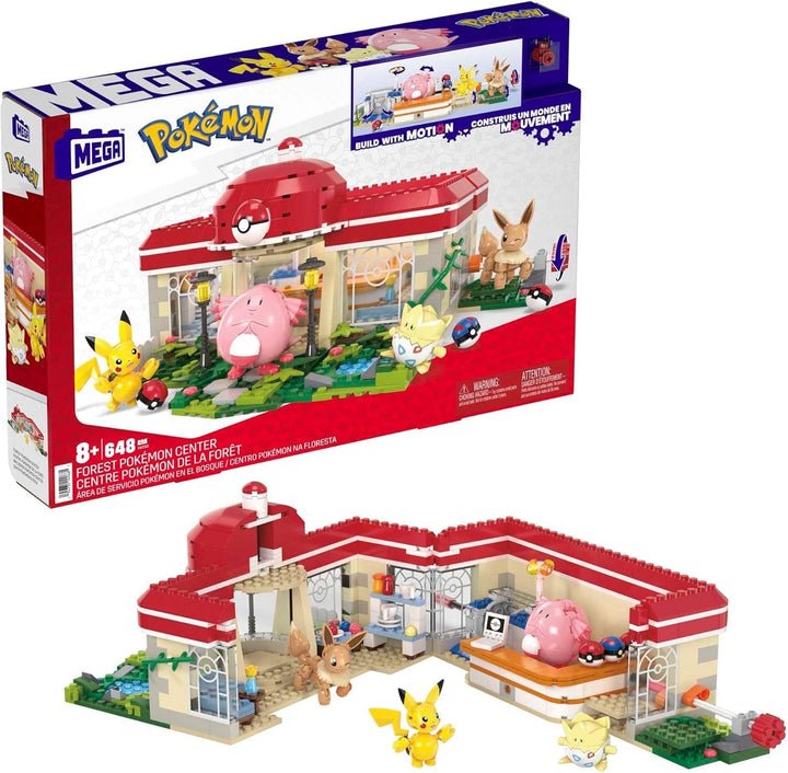 MEGA Pokémon Action Figure Building Toy, Arena de antrenament cu 1101 piese, joc de lupte și 5 figuri mobile pentru copii, HWR82