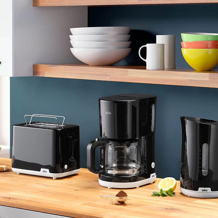 Cafetieră cu filtru pentru micul dejun de uz casnic Aromacafe Optibrew, sistem de oprire automată, pentru până la 10 cești, potrivită pentru mașina de spălat vase, 1000W, neagră