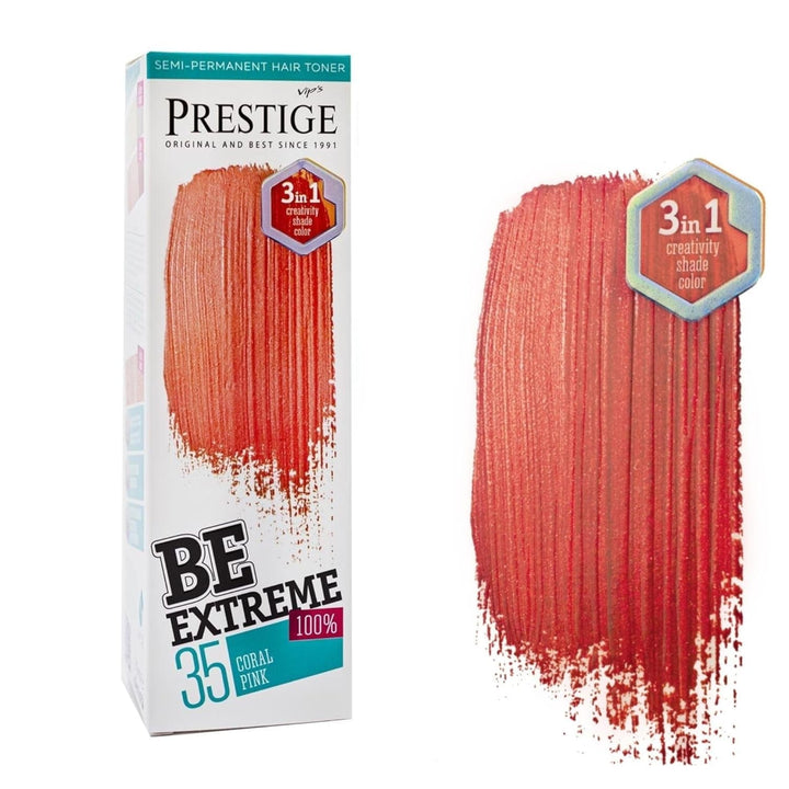 Vip's Prestige Be Extreme | Tonic semipermanent pentru păr 50 Wild Green | Pigment pur | Adaugă culoare părului vopsit sau cărunt | Rezultat temporar | Fără amoniac, fără parabeni, fără PPD Vopsea pentru par Naty Shop 35 Roz coral
