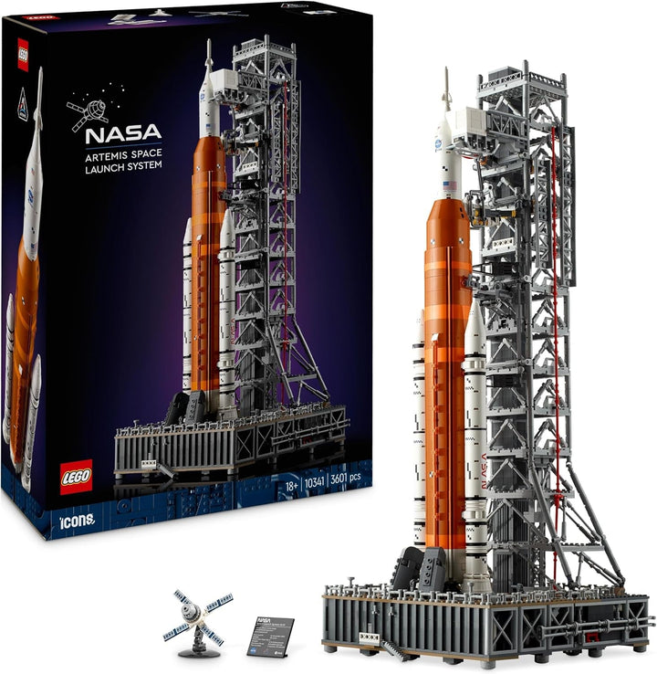 LEGO Icons NASA Artemis rampa de lansare, cadou, decor pentru camera de zi sau birou, set de construcție pentru adulți, cu capsula spațială Orion și rampa de lansare, obiect de colecție 10341
