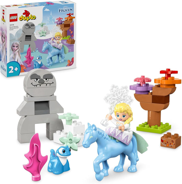 LEGO DUPLO | Disney ELSA și Bruni în pădurea fermecată, jucărie Ice Queen cu 4 figuri pentru copii de 2 ani, cadou preșcolar pentru fete și băieți 2+ ani, bazat pe Frozen 2 10418