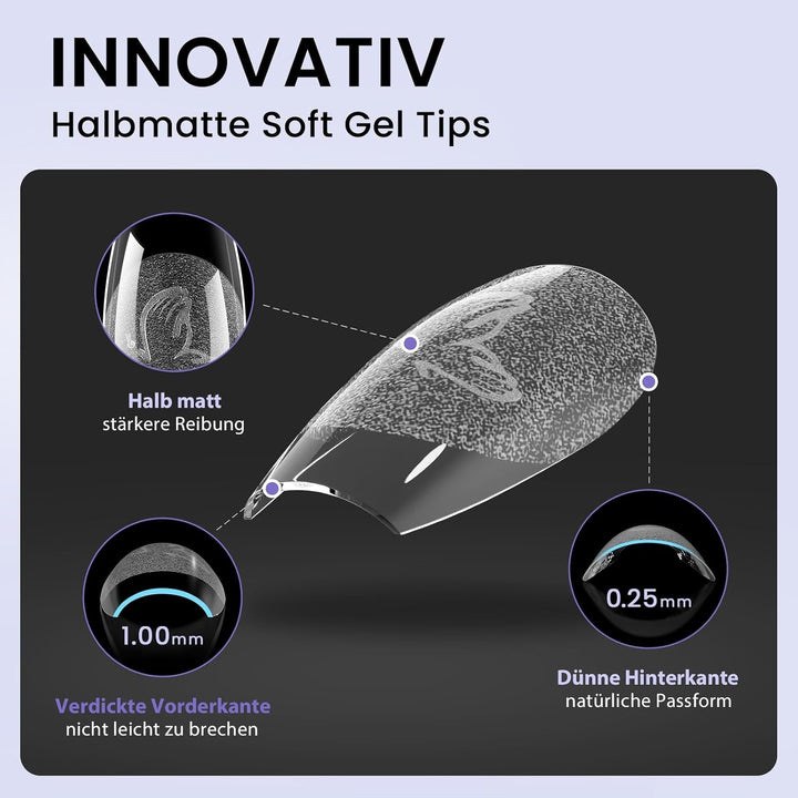 Btartbox Tipuri de Unghii Extra Scurte, Model Migdala – Acoperire Completă cu Gel X Tipuri de Unghii XS Moi pentru Unghii cu Gel – Preformate, Semi-mate, pentru Unghii Late, Salon, 320 Bucăți