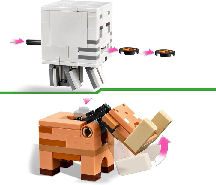 LEGO Minecraft Ambush la portalul Nether, jucărie de jocuri în Nether pentru copii cu scene de luptă și figuri legendare, inclusiv Ghast, cadou pentru băieți și fete gamer de la 8 ani 21255