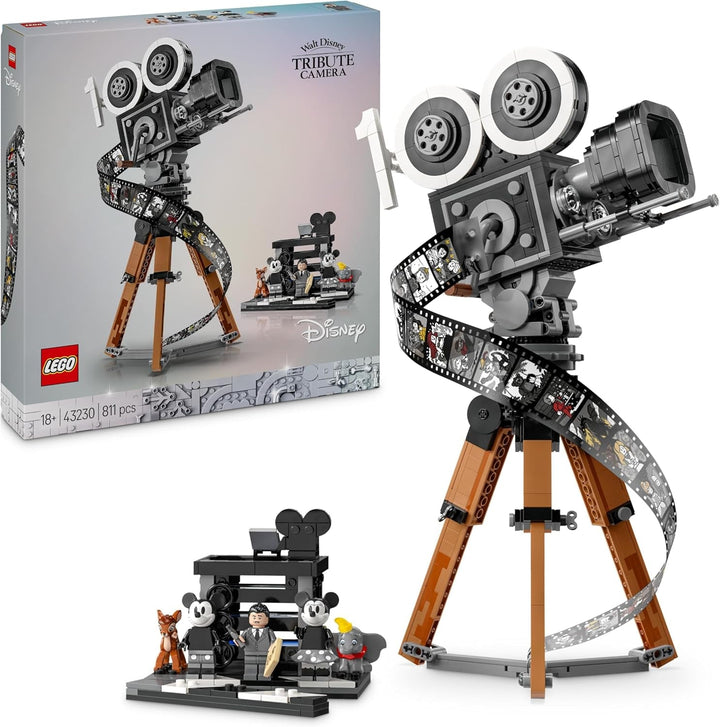 LEGO | Disney Camera - Tribute to Walt Disney, Set pentru adulți cu mini figurine Mickey și Minnie Mouse, figurine Bambi și Dumbo, Cadou pentru femei, bărbați și fani, Expoziție 43230