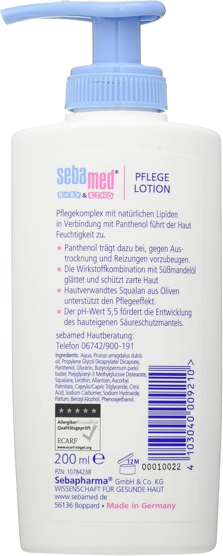 Sebamed Baby and Child Care Lotion with Panthenol, 2-pack, 2 x 200 ml, îngrijește delicat pielea delicată a copiilor, de asemenea pentru pielea uscată și iritații