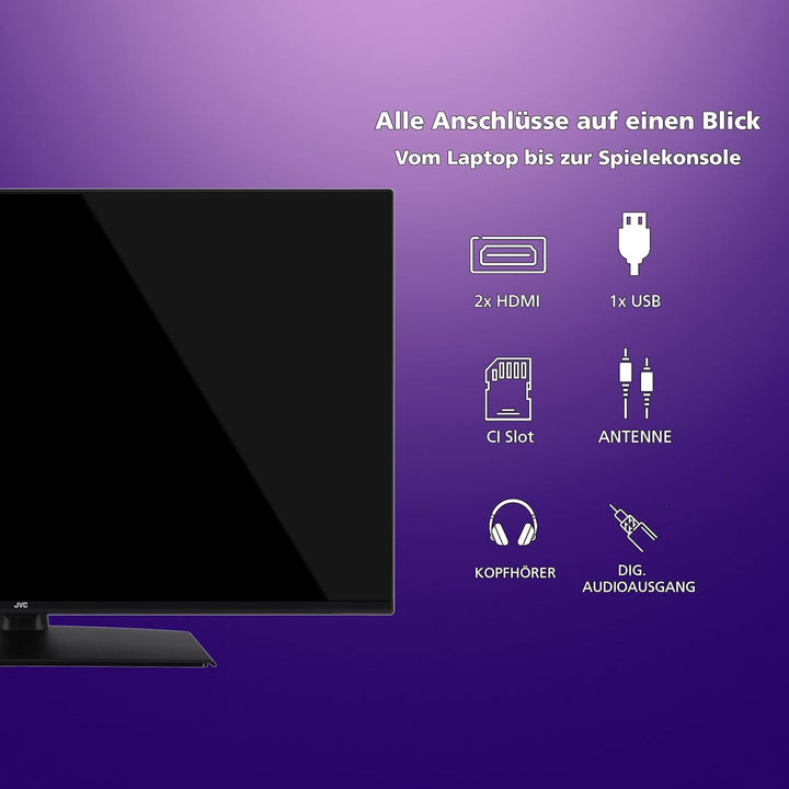 JVC 40 Zoll Fernseher LT-40VF4455 Full HD Fernseher Mit 102 Cm Bildschirmdiagonale Und Integriertem Triple-Tuner, LED TV Schwarz