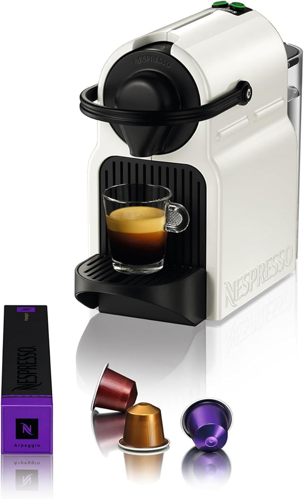 Espressor cu capsule Nespresso Krups Inissia XN1001, Timp scurt de încălzire, Dimensiuni compacte, Cantitate de cafea reglabilă, Buton de selecție directă, Ejectare automată a capsulelor, 0,7 L, 34,2 x 19,1 x 32,7 cm, Alb