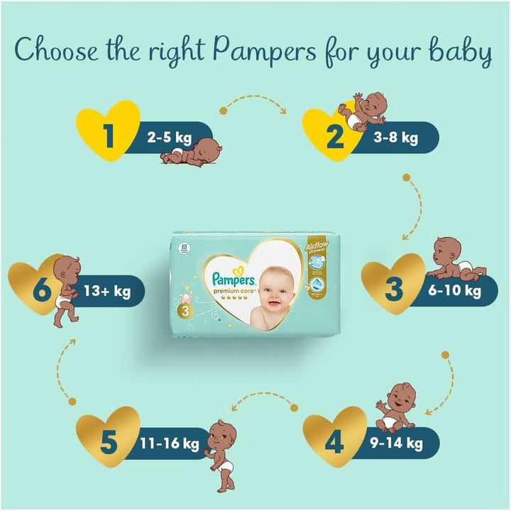 Pampers scutece mărimea 0 (<3 kg), Premium Care scutece, 30 bucăți