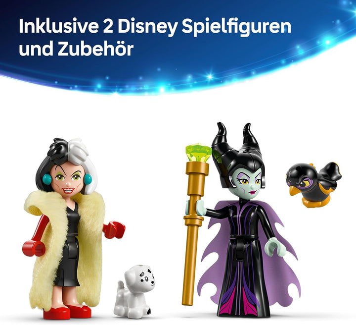LEGO Ç€ Disney Villains The Dresses Of Maleficent And Cruella De Vil - Jucărie pentru băieți și fete de la 9 ani - Incl. 2 mini păpuși și 2 figurine de animale - Cadou aniversar pentru fani 43262