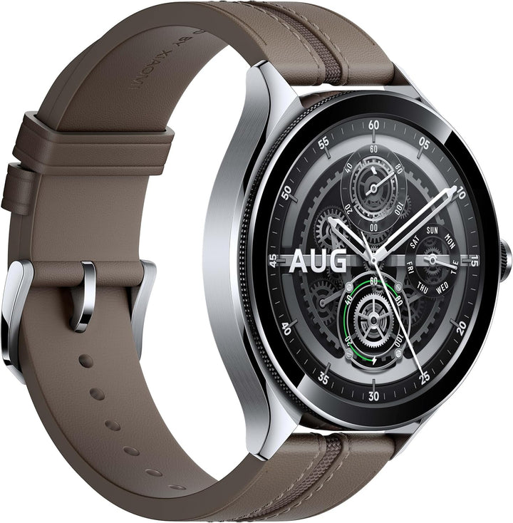 Xiaomi Watch 2 Pro - carcasă argintie Bluetooth® cu curea din piele maro