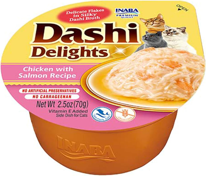 INABA Dashi Delights Hrană umedă pentru pisici 100% pui natural | Fără cereale, fără zahăr, fără arome artificiale, 86% umiditate | Tratamente premium pentru pisici în bulion 70 G (pachet de 6)
