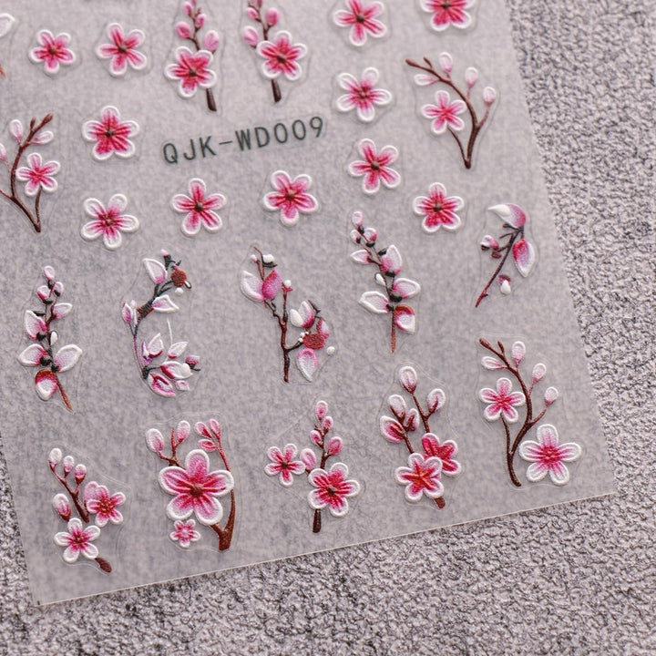 JMEOWIO Nagelsticker Blumen 6 Blatt Nail Art Sticker Selbstklebend Nagelaufkleber Sommer Blumen Dekoration Nageldesign Zubehör