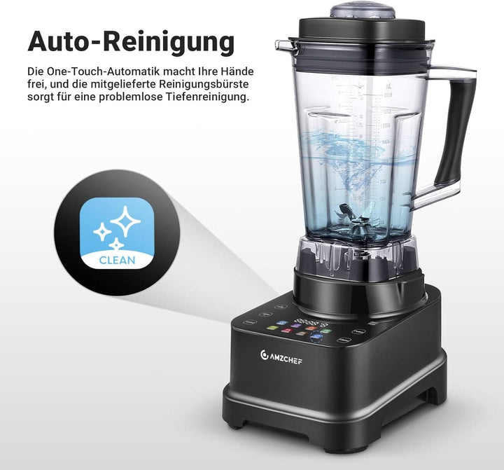 Blender AMZCHEF, 8 meniuri inteligente și 10 viteze, ecran tactil LCD