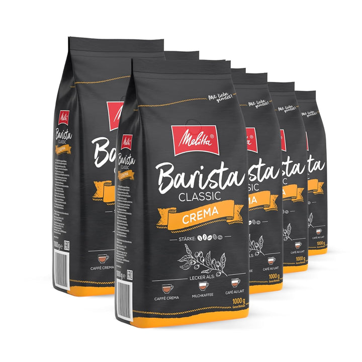 Melitta Barista Classic Espresso, Ganze Kaffee-Bohnen 1Kg, Ungemahlen, Kaffeebohnen Für Kaffee-Vollautomat, Kräftige Röstung, Stärke 5