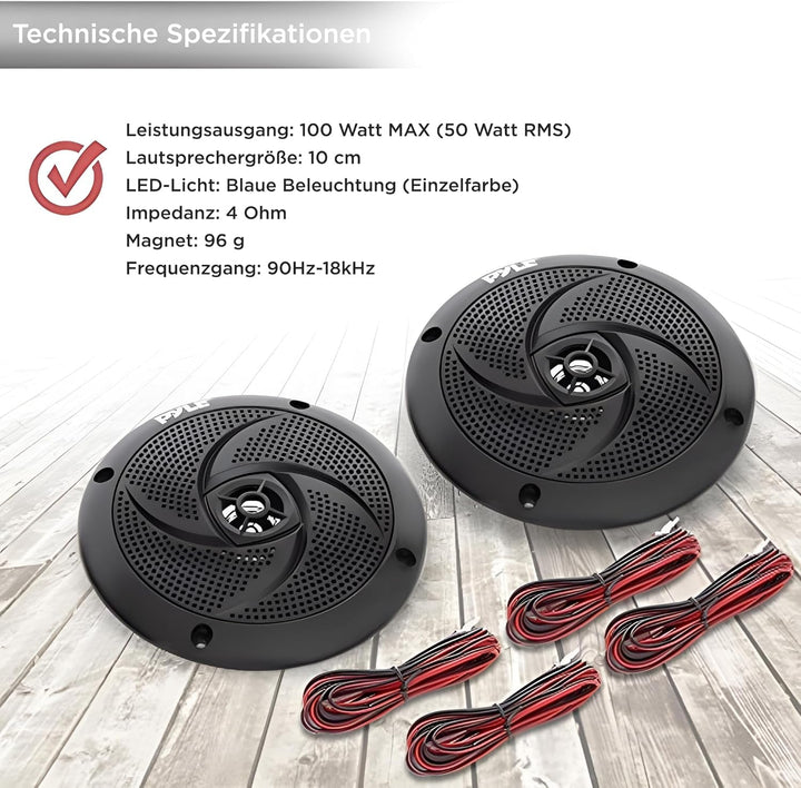 Pyle Outdoor Lautsprecher Boxen– Outdoor Speaker– Outdoor Box Wasserdicht 100Wt, 2-Wege Lautsprecher Passiv Mit Led-Lichtern, Standardisierte Aufbaulautsprecher Leicht Installierbar Mit Magnetstruktur