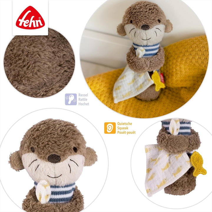 Fehn stick de prindere jucărie otter - jucărie de prindere jucărie de prindere pentru zăngănit, scârțâit, simțire și joc - un companion loial pentru bebeluși și copii mici de la 0+ luni Jucarii Bebe Naty Shop