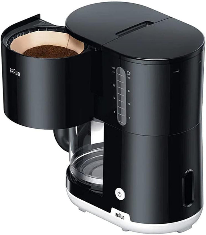 Cafetieră cu filtru pentru micul dejun de uz casnic Aromacafe Optibrew, sistem de oprire automată, pentru până la 10 cești, potrivită pentru mașina de spălat vase, 1000W, neagră