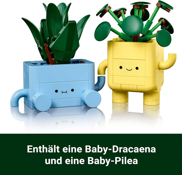 LEGO Botanicals Happy Plants - Set de bricolaj pentru copii cu 2 flori artificiale și 2 ghivece de flori colorate cu fețe de desene animate - Idee de cadou pentru fete de la 9 ani - 10349