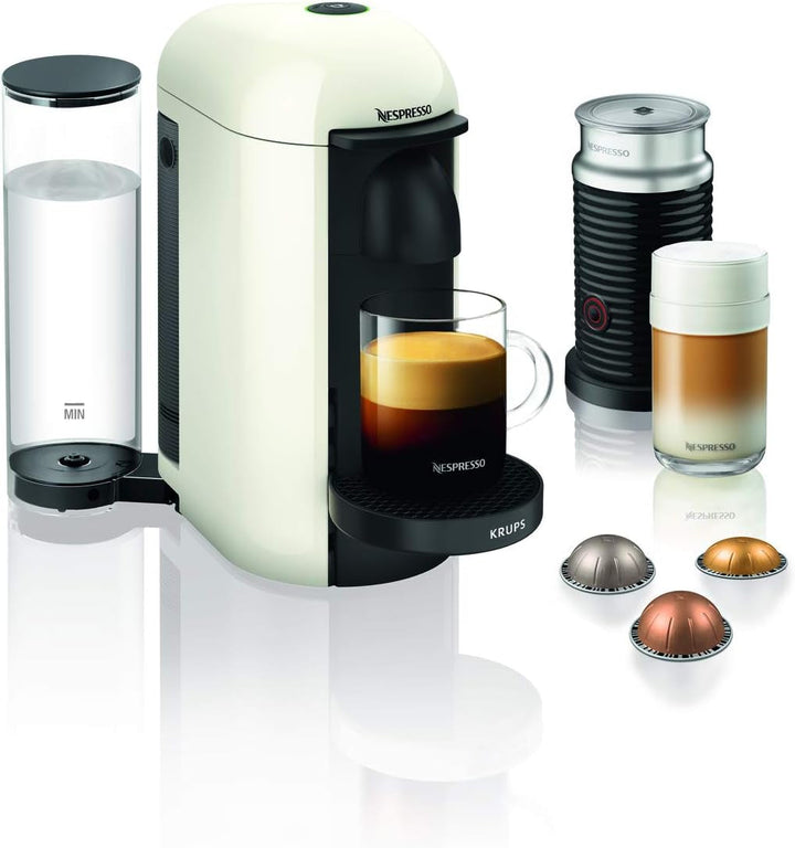 Krups YY2778FD Espressor cu capsule Nespresso Vertuo pentru espresso sau cafea, 40 ml până la 410 ml, alb titan