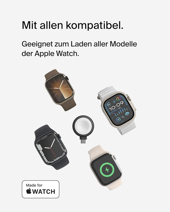 Belkin BoostCharge încărcător portabil USB-C pentru Apple Watch - încărcător USB-C certificat MFi pentru Apple Watch Series 9, 8, 7, Ultra, etc. Compatibil cu MacBook, iPhone 15, etc. Negru