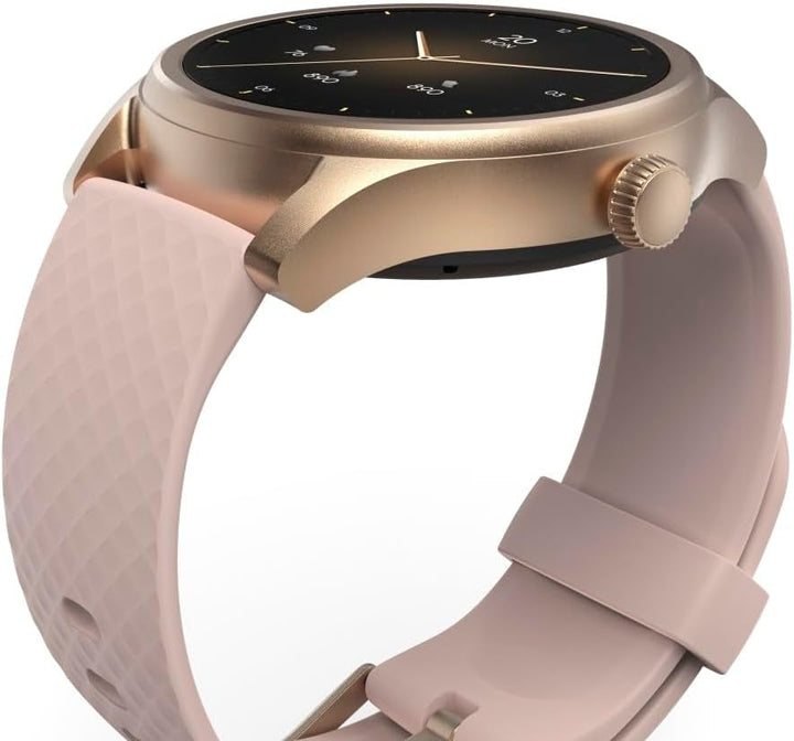 Hama Smartwatch (ecran color de 1,38", funcție telefon, Whatsapp, e-mailuri etc., asistent vocal, rezistent la apă, monitor de somn, 100 de sporturi + ritm cardiac, oxigen din sânge, calorii etc.) rosé