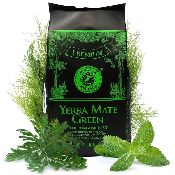 , Ceai Mate „Absint” 400 G Cu mentă, fructe de fenicul, iarbă de pelin | Ceai Mate brazilian de cea mai înaltă calitate, 1 bucată (pachet de 1)