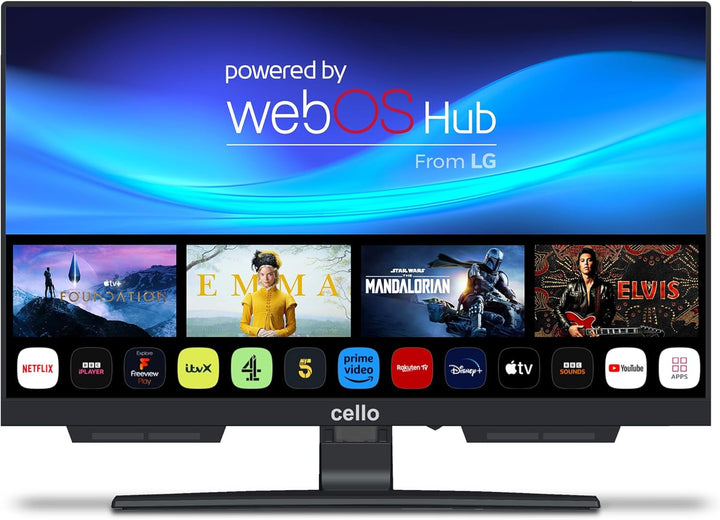 Cello C2224WSH 22" Zoll Full HD SMART Rahmenloser TV Triple Tuner (DVB-C/-S2/-T2) Bluetooth Webos by LG Pitch Perfect Lautsprecher Disney+ Netflix Kleine Räume [2024]