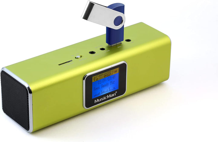 Musicman MA Soundstation Difuzor portabil - Sunet stereo - Radio Fm, Mp3 player, USB, AUX / line-in, slot pentru card micro SD - 6 ore timp de redare - Ideal pentru călătorii (negru)