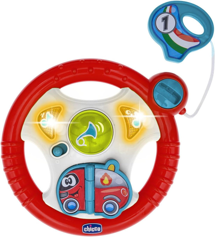 Chicco jucării volan electronic, volan pentru copii cu lumină și sunete, activități manuale, cu cârlig pentru cărucior, 6-36 luni Jucarii Bebe Naty Shop