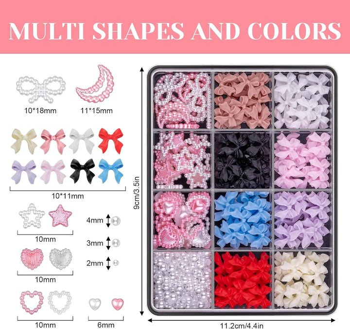 500 Pcs 3D Nägel Charm Schleifen Charms Nägel Nail Art Charms Schleife Nagel Charms Nägel Nail Art Schleifen Nageldekorationen Mit Aufnahmewerkzeug Für Frauen Und Mädchen Nagel-Diy-Zubehör
