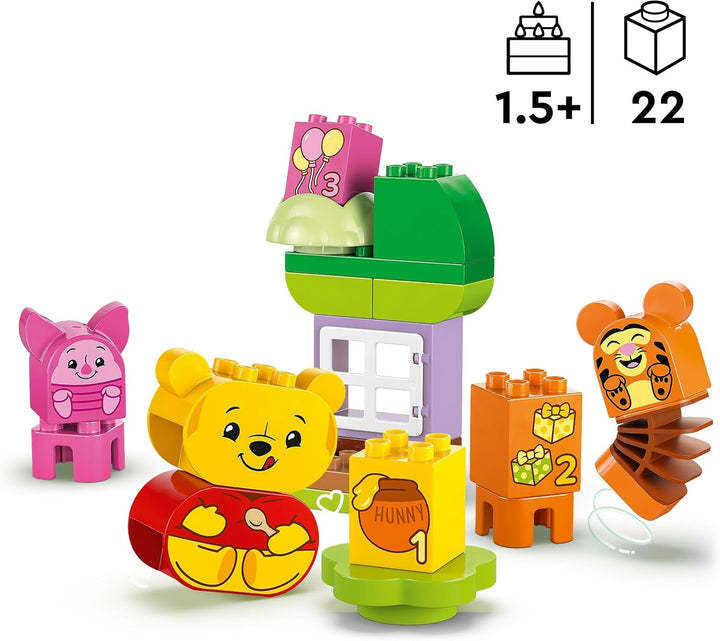 LEGO DUPLO - Disney Winnie the Pooh's Birthday Party - jucărie educativă pentru preșcolari - set cu 3 minifigurine, inclusiv Winnie the Pooh, Tigger și Piglet - idee de cadou pentru băieți și fete de la 1,5 ani 10457