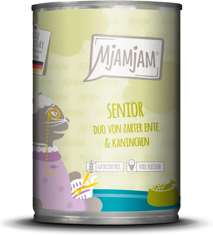 Mjamjam - Hrană umedă premium pentru pisici - Senior - Juicy Chicken, 6Pack (6X800G), fără cereale