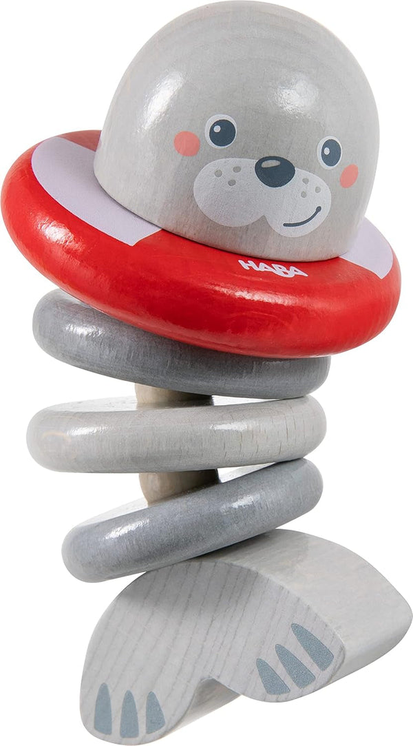 HABA 306691 - Zornăitor figură sigiliu, jucărie de prindere de la 6 luni, Made in Germany, gri Jucarii Bebe Naty Shop Titlu implicit