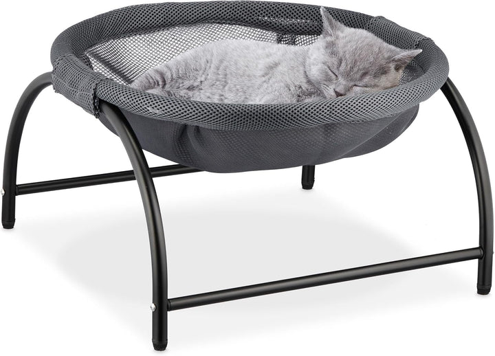 Hamac Relaxdays pentru pisici, scaun suspendat, înălțat, ÎxlxA: 25 x 44 x 42 cm, pat pentru pisici, gri închis/negru