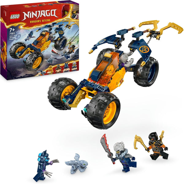 LEGO NINJAGO Arin's Ninja Off-Road Buggy, jucărie ninja cu mașină, dragon și 4 mini figurine, set de aventură cu model Buggy pentru copii, cadou de ziua de naștere pentru băieți și fete de la 7 ani 71811