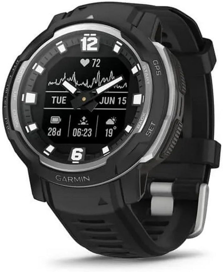 Garmin Instinct Crossover - Smartwatch hibrid GPS robust cu cronometrare analogică de precizie, peste 40 de aplicații sportive, notificări și Garmin Pay