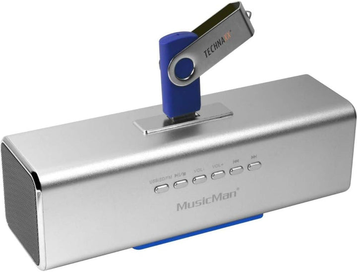 Musicman MA Soundstation Difuzor portabil - Sunet stereo - Radio Fm, Mp3 player, USB, AUX / line-in, slot pentru card micro SD - 6 ore timp de redare - Ideal pentru călătorii (negru)
