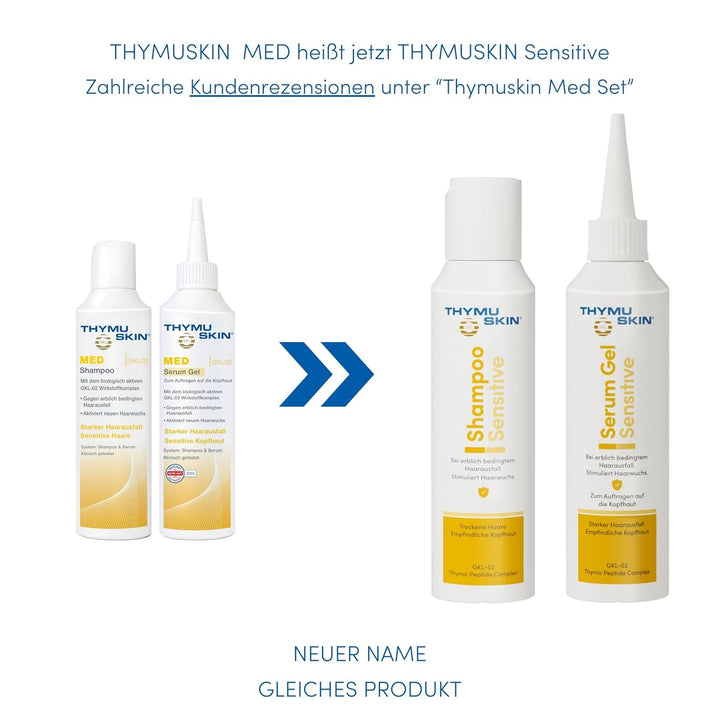 THYMUSKIN Sensitive Set: Bei Diffusem Haarausfall Und Kleinen, Kahlen Stellen. Stimuliert Den Haarwuchs. SET (1 X 100Ml Shampoo + 1 X 100Ml Serum Gel)