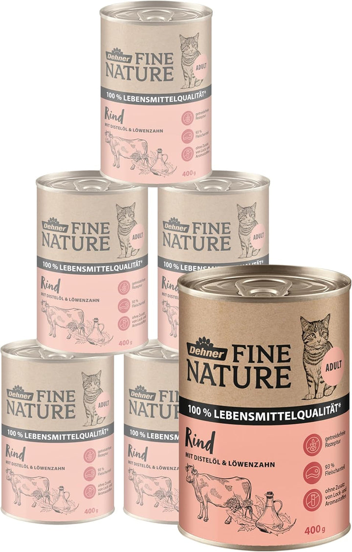 Hrană pentru pisici Dehner Fine Nature, hrană umedă fără cereale, pentru pisici adulte, curcan, cutie 6 X 200 G (1,2 kg)