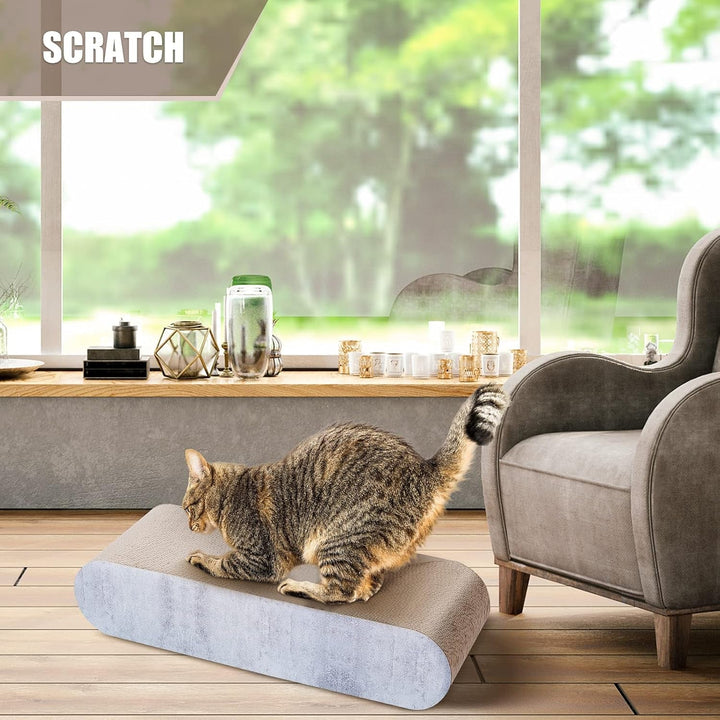 Zgâriată pentru pisici Fluffydream, carton, pat de relaxare, design în formă de os, reciclabilă, carton ondulat, stabilă și durabilă, protector pentru mobilă, reversibilă, gri