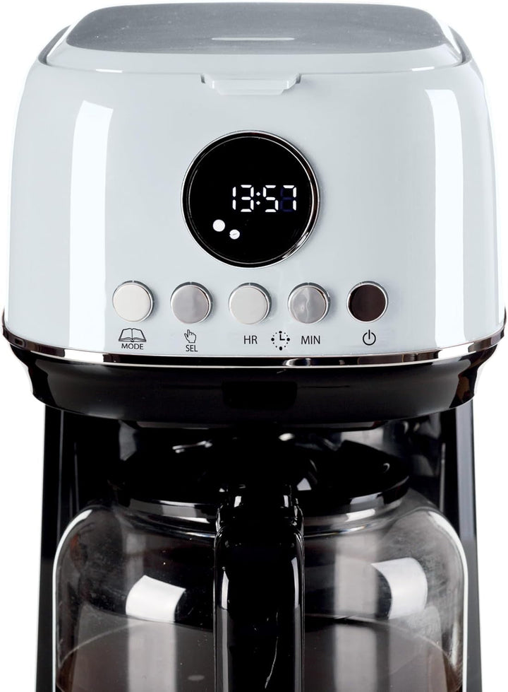 Ariete, Espressor cu Râșniță de Cafea Moderna 1318, Cafea Autentică, Filtru pentru 1 sau 2 Cești, Maxi Cappuccino, Oprire Automată, Râșniță de Cafea cu Capacitate de 250 g, Alb