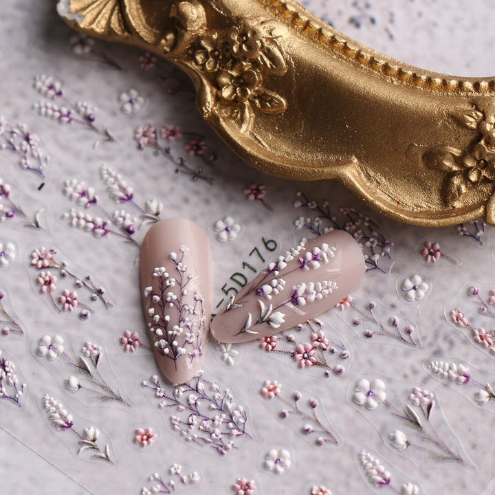 JMEOWIO 3D Nagelsticker Blumen Nail Art Sticker Selbstklebend Nagelaufkleber 5D Stereoskopisch Frühling Sommer Dekoration Nageldesign Zubehör 4 Blatt