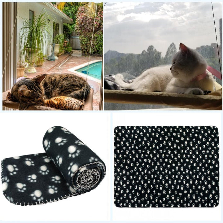 Scaun pentru fereastră pentru pisici, șezlong pentru pisici, hamac + pătură pentru pisici, pat pentru pisici la soare, pat pentru animale de companie pentru pisici, câini mici, iepuri sau alte animale mici