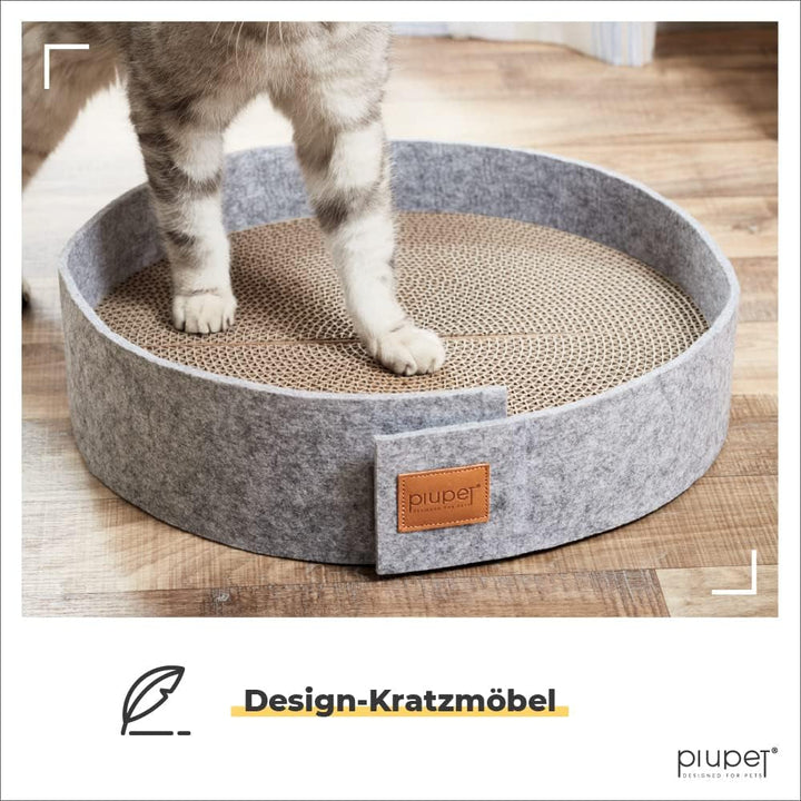 Piupet® Scărpitor pentru pisici I Diametru 38 cm I Scărpitori elegante cu aspect de fetru I Scărpitor extra rotund pentru pisici | Stâlp de zgâriat pentru pisici | Covoraș de zgâriat pentru pisici | Scărpitor pentru pisici