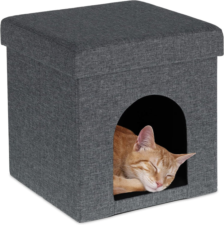 Relaxdays Peșteră Pliabilă pentru Pisici, Bancă Rezistentă, Mobilier de Interior pentru Pisici, Ascunziș pentru Animale de Companie, ÎxLxA: 38,5 x 74,5 x 37 cm, Bej, 1 Bucată